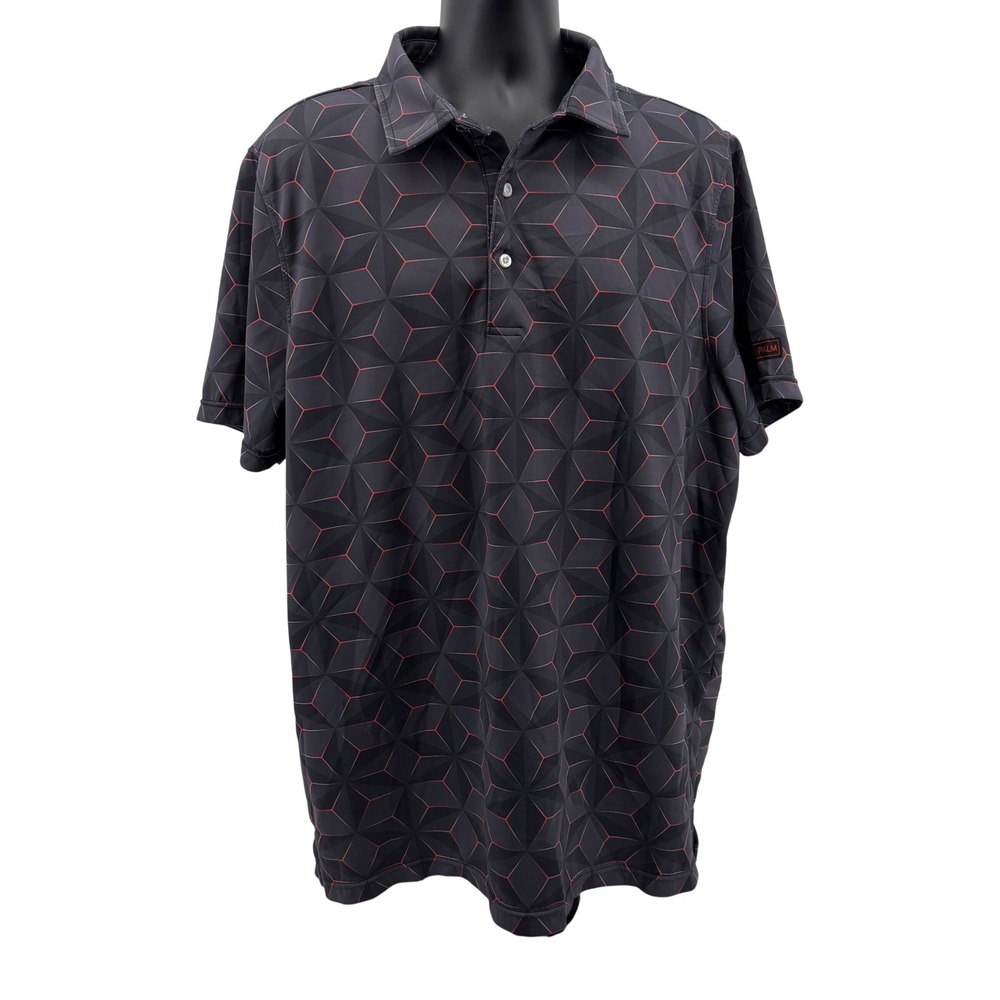 USA Palm Polo Shirt Mens 3XL Black Lambo Geometric Performance Golf Short Sleeve